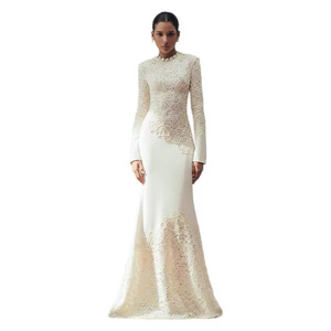 Vente flash Ramadan 2025, <span class=keywords><strong>robe</strong></span> de soirée longue <span class=keywords><strong>blanche</strong></span> en crochet de haute qualité, design boutique, vente en gros, <span class=keywords><strong>robe</strong></span> élégante pour femmes, coupe ajustée - Product Image 2