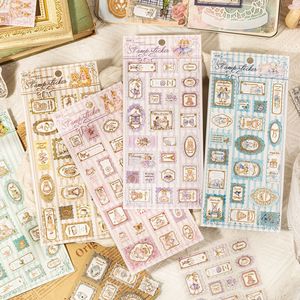 สติกเกอร์ 1 ชิ้นต่อแพ็ค ชุดแสตมป์สตอรี่ สติกเกอร์ฟอยล์ลายนูน สไตล์ยุโรป วินเทจเบาๆ สำหรับตกแต่งการ์ด DIY ของขวัญ ซีลสติกเกอร์ - Product Image 1