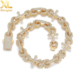 Collier en argent micro-pavé de zircons pour homme, avec croix à 8 épines et chaîne cubaine, bijoux de personnalité - Product Image 5