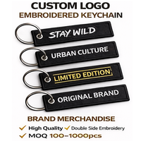 Porte-clés tissé double face personnalisé avec texte et logo brodé – Étiquette de clés sur mesure