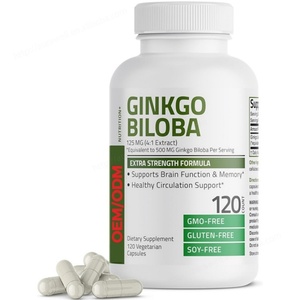 120 Capsules Végétariennes Ginkgo Biloba Extra Forte 125mg 500mg pour la Fonction Cérébrale et la Mémoire Capsules de Ginkgo Biloba - Product Image 1