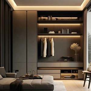 Armoire de chambre à coucher moderne, porte coulissante personnalisée, bois massif, dressing pour chambre à coucher, grand rangement, organisateur de meubles - Product Image 2