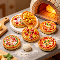 Figurines de pizza miniatures en résine assorties en gros, décorations alimentaires réalistes pour loisirs créatifs avec option aimant de réfrigérateur
