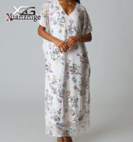 Robe de plage personnalisée style bohème pour les vacances, col en V, coupe précise, broderie florale à sequins, manches chauve-souris, maxi, imprimé léopard et lettres