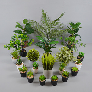 Combinación de bonsáis de suculentas artificiales, mini plantas verdes para decoración del hogar y la oficina, accesorios de plástico para interiores y exteriores, para bodas. - Product Image 1