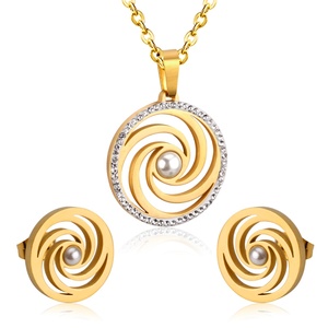 Juego de Joyería Económico, Collar con Colgante de Oro, Aretes, Juego de Joyería de Acero Inoxidable para Mujer - Product Image 2