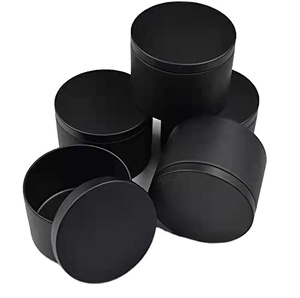 8 oz candle tin round matte black sliding lid tinplate box for packaging