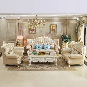 European-Style Luxury Sectional Leather <strong>Sofa</strong> Set Sponge <strong>Cushions</strong> Solid Wood Legs Carved Design <strong>for</strong> <strong>Large</strong>/Small Living Hotels - Product Image 2