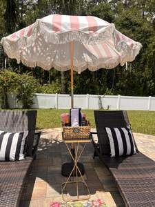 Складной пляжный зонт OEM высокого качества из водонепроницаемой полиэстеровой ткани с хлопковыми кисточками, современный дизайн, защита от солнца <span class=keywords><strong>UPF</strong></span> 50+, для использования на открытом воздухе - Product Image 2