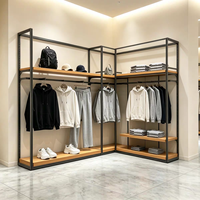 HONORGY TOP Présentoir de Vêtements en Bois pour Magasin de Mode, Support Métallique pour T-shirts et Vêtements, Idéal pour Boutiques et Design d'Intérieur