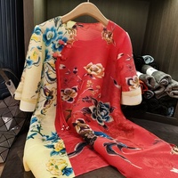 Printemps été nouvelle mode jupes mi-longues au sol Chinoiserie imprimé fleuri plissé coupe ample grande taille pour