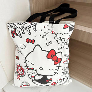 <span class=keywords><strong>K</strong></span> T Cat 2025 nouvelle mode dame dessin animé toile sac fourre-tout mignon Kitty conception grande capacité étudiant sac à bandoulière ouvert en gros - Product Image 2