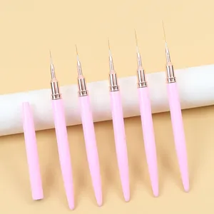 Nail Brush Set 3D Acrylic100% Pure Kolinsky New Design Liner Nail Brushes Metal Handle Nylon Metallic Nail Art Liner Brush