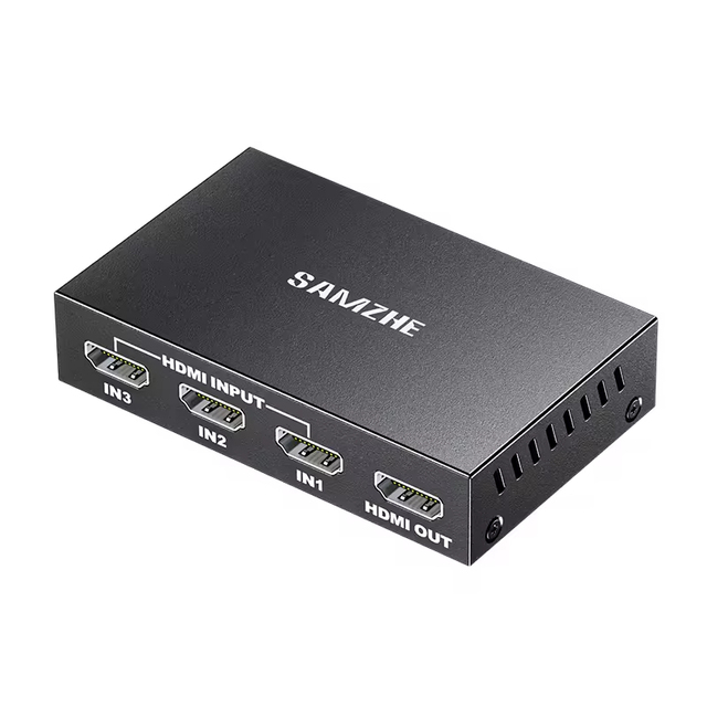 SAMZHE 4K/30Hz 3-to-1 Remote Control for Switch V1.4 High Definition 1+3 Video Switcher Metal PC Smart Box TV Monitor Projector