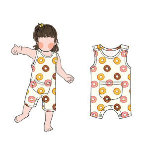 Pabrik Kustom Grosir Logo Kustom Romper Bayi Baru Lahir Bahan Bambu Lembut Bernapas Romper Tanpa Lengan Musim Panas Bayi Dengan Saku - Product Image 5
