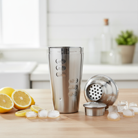 LIXING Shaker à cocktails 6 pièces en acier inoxydable 750 ml – Mélangeur de bar Cobbler compatible lave-vaisselle pour Martini, Margarita – Indispensable pour bar à domicile