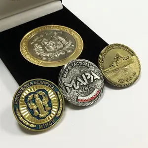 Fabricante de China, logotipo de impresión de esmalte suave, moneda chapada en oro brillante, monedas de desafío coleccionables para regalo