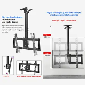 HILLPORT Colgador de TV Universal Soporte de elevación de techo Soporte de inclinación giratoria LED LCD Montaje de panel plano para 75 90 pulgadas Soporte giratorio de pie