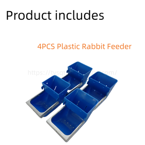 Nouvel ensemble de 4 mangeoires anti-morsure en plastique ABS pour lapins avec bord métallique, trou de drainage anti-déversement, couleur bleue, facile à utiliser, à fixer sur la cage - Product Image 2