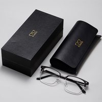 Étui à lunettes en cuir souple magnétique avec logo personnalisé, boîte d'emballage et chiffon, étui à lunettes de soleil de marque de luxe, boîte cadeau, sac