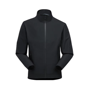 Veste en polaire noire pour homme, col montant, fermeture éclair, coupe-vent, décontractée, pour l'automne, coupe classique, couleur unie, extérieur en polyester - Product Image 1