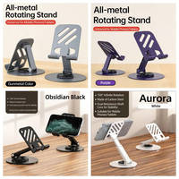 Support de téléphone portable rotatif à 360°, pliable, réglable, rond, en métal, pour bureau et voyage, étanche et amortissant