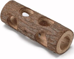 Tunnel in legno naturale tubo per criceto ratti topo cavia cincillà piccoli animali gabbia albero cavo tronco nascondiglio giocattolo