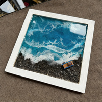 Cadre d'art en résine 3D Vague Océanique Win Win, Paysage Marin Côtier, Peinture en Résine Époxy, Décoration Murale, Souvenir Artisanat, Vente en Gros Personnalisée