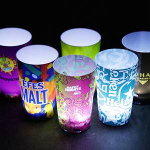 Christmas Led Party Cup Custom Logo Plastic Led Light up Beer Cup for Bar Party Liquid Sensing Led Flashing Cup