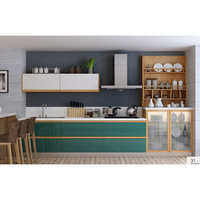 Ensemble d'armoires de cuisine en bois massif sur mesure avec porte à cadre solide, tiroir à queue de pie, charnière à fermeture douce, vente en gros OEM ODM en vrac