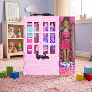 Muñeca de Moda de Alta Calidad con Armario Rosa, Estuche de Transporte y Accesorios para Niñas de 5 a 7 Años, Juego de Imitación - Product Image 1