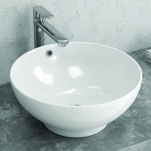 Litos-340 Kamalu 40cm moderno rotondo bianco in ceramica lavabo con finitura opaca lavabo in pietra per uso bagno o Hotel - Product Image 1