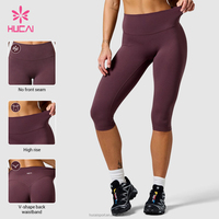 Leggings Capri de Yoga Taille Haute pour Femme, Anti-Transparence, Effet Scrunch, Sans Couture Frontale, Personnalisables avec Logo ODM HUCAI, Idéaux pour l'Entraînement et le Fitness