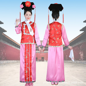 Vestido Hanfu de la dinastía Qing china, disfraz de princesa con perlas, ropa con bandera mandarina, vestido de danza folclórica con estampado exquisito de flores - Product Image 4