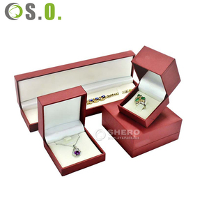Boîte à bijoux rouge haut de gamme pas chère, boîte à bagues en papier, emballage pour boucles d'oreilles, bracelets et colliers de mariage - Product Image 5