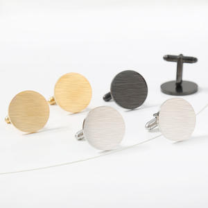 Simple High Quality Blank Brushed Cufflinks Round Shape Stainless Steel Man Cufflinks Stylish Cufflinks for <b>Men</b> - Product Image 4