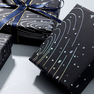 Boîtes à bagues noires ciel étoilé, en carton, velours, mousse, emplacements à bijoux, vente en gros, 10 pièces - Product Image 3