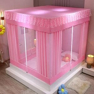 Moustiquaire carrée grand espace, type lit, avec double fermeture éclair, pare-soleil, anti-moustiques et anti-chute pour bébé - Product Image 1