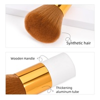 Pinceau à poudre avec manche en bois, poils synthétiques véganes, pinceau de maquillage pour poudre libre, logo personnalisé disponible en gros