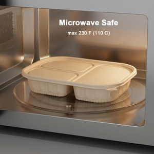 PFAS-Free Compostable 38/46oz Cornstarch Lunch Box with Lid, 3/4/5 Compartments <strong>Takeaway</strong> <strong>Container</strong>, Microwave and Freezer Safe - Product Image 5