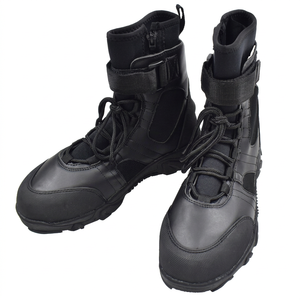 Bottes de sauvetage pour pompiers Yasyan - Protection contre l'eau et la glace, bottes de protection en cuir durables à lacets, antidérapantes, à tige haute pour l'extérieur - Product Image 1
