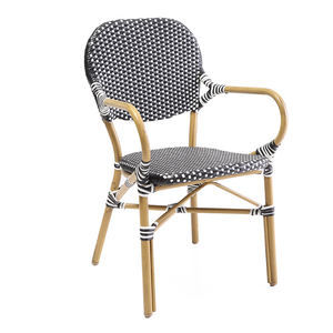 Sedia da giardino in vimini da giardino in <span class=keywords><strong>Rattan</strong></span> per mobili da esterno con sedia da bistrot da pranzo Vintage impilabile in vimini - Product Image 1