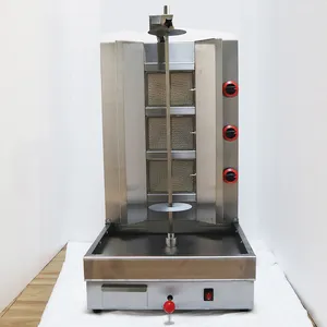 Professional Commercial Gas 3 Burners Shawarma Grill Chicken Kebab Maker Automatic Doner Kebab Shawarma Machine For Food Grade