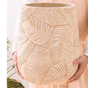 Populaire rond ciment balcon Imagination <span class=keywords><strong>millénaire</strong></span> bois feuille Texture Pot de fleur maison et jardin décoratif Pot de plante - Product Image 5