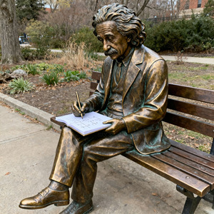 Figura famosa de alta calidad, escultura personalizada de bronce de tamaño real de <span class=keywords><strong>Albert</strong></span> Einstein, hombre sentado en un banco - Product Image 6