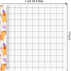 Papel de Regalo de Cumpleaños con Diseño de Capibara Homeral, 17x16.5 pies, Beige, Papel de Regalo con Lindos Animales para Decoración de Fiestas - Product Image 6
