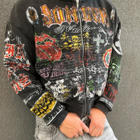 Sudadera con capucha y cremallera para hombre, estilo vintage con grafiti, oversize, gráfica, streetwear, ropa personalizada, proveedor mayorista de marca privada, fábrica