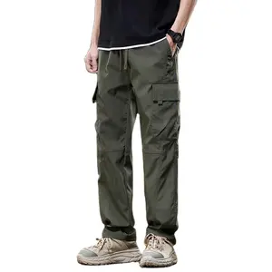 Custom Wholesale Mens Pants LOGO Color Fabric Casual Multi Pocket Straight Outdoor Cargo Pants Men's Elastic Tactical Pants