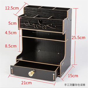 עט מארגן שולחן מחזיק עיפרון עץ שולחן עבודה מכתבים אחסון עם 9 תאים עבור בית אמנות משרד ציוד לבית ספר - Product Image 4