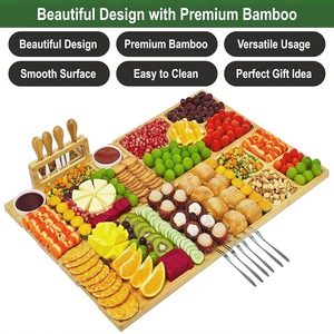 Juego de Tabla de Quesos de Bambú de 4 Piezas con Soporte para Cuchillos, Plato para Salsas, Regalo de Inauguración de Casa - Product Image 2